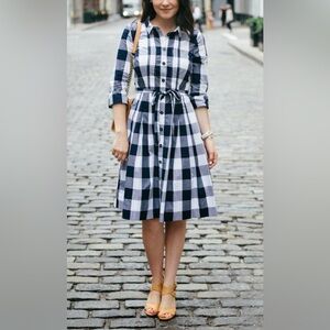 Boden Shirtdress sz US 12 NWOT dark Navy & White Buffalo Check Retro Fit & Flare